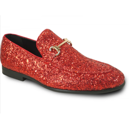 Red Sparkle Slip-on Tuxedo Shoes